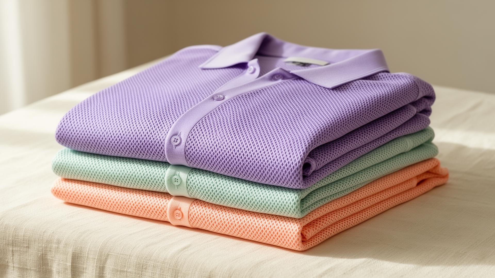 Folded pastel mesh shirts